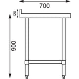 Vogue Stainless Steel Table with Upstand 1200mm