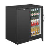 Polar Back Bar Cooler with Hinged Solid Door in Black 208Ltr