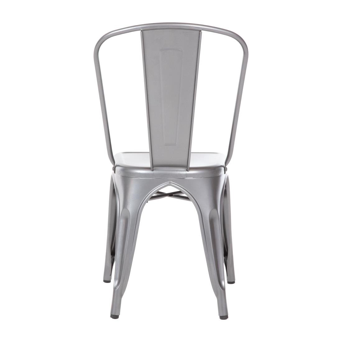 Bolero Bistro Steel Side Chairs Gun Metal Grey (Pack of 4)