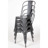 Bolero Bistro Steel Side Chairs Gun Metal Grey (Pack of 4)