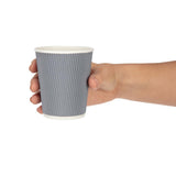 Fiesta Recyclable Coffee Cups Ripple Wall Charcoal 225ml / 8oz (Pack of 25)