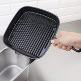 Vogue Square Cast Iron Ribbed Skillet Pan 24cm