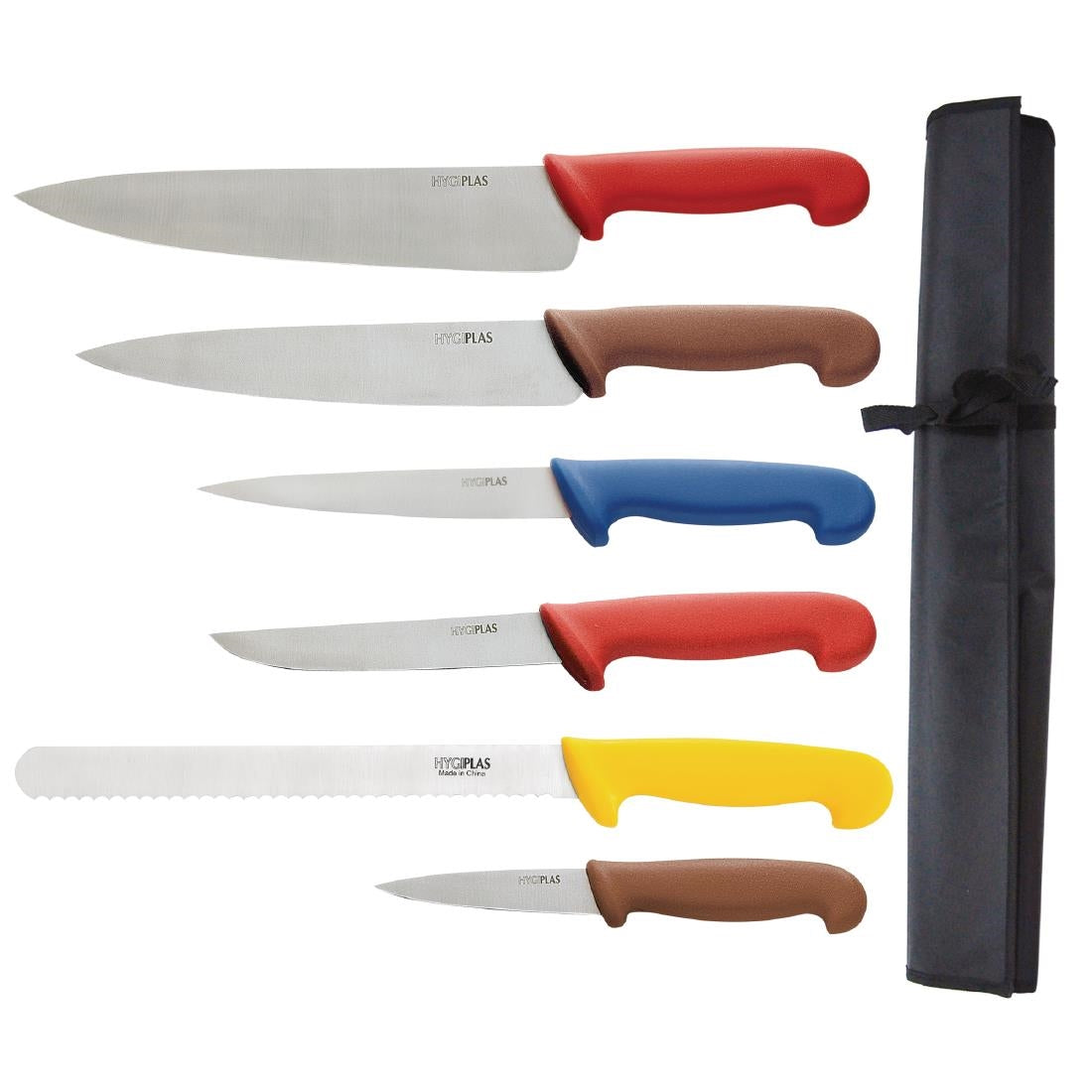 Special Offer Hygiplas Low Density Chopping Boards and Knife Set (Pack of 6 Boards)