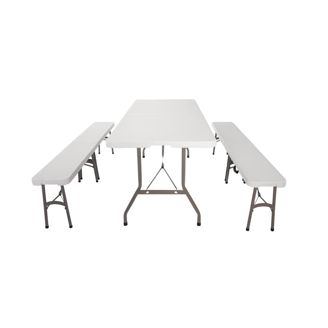 Special Offer Bolero PE Centre Folding Table 6ft with Two Folding Benches