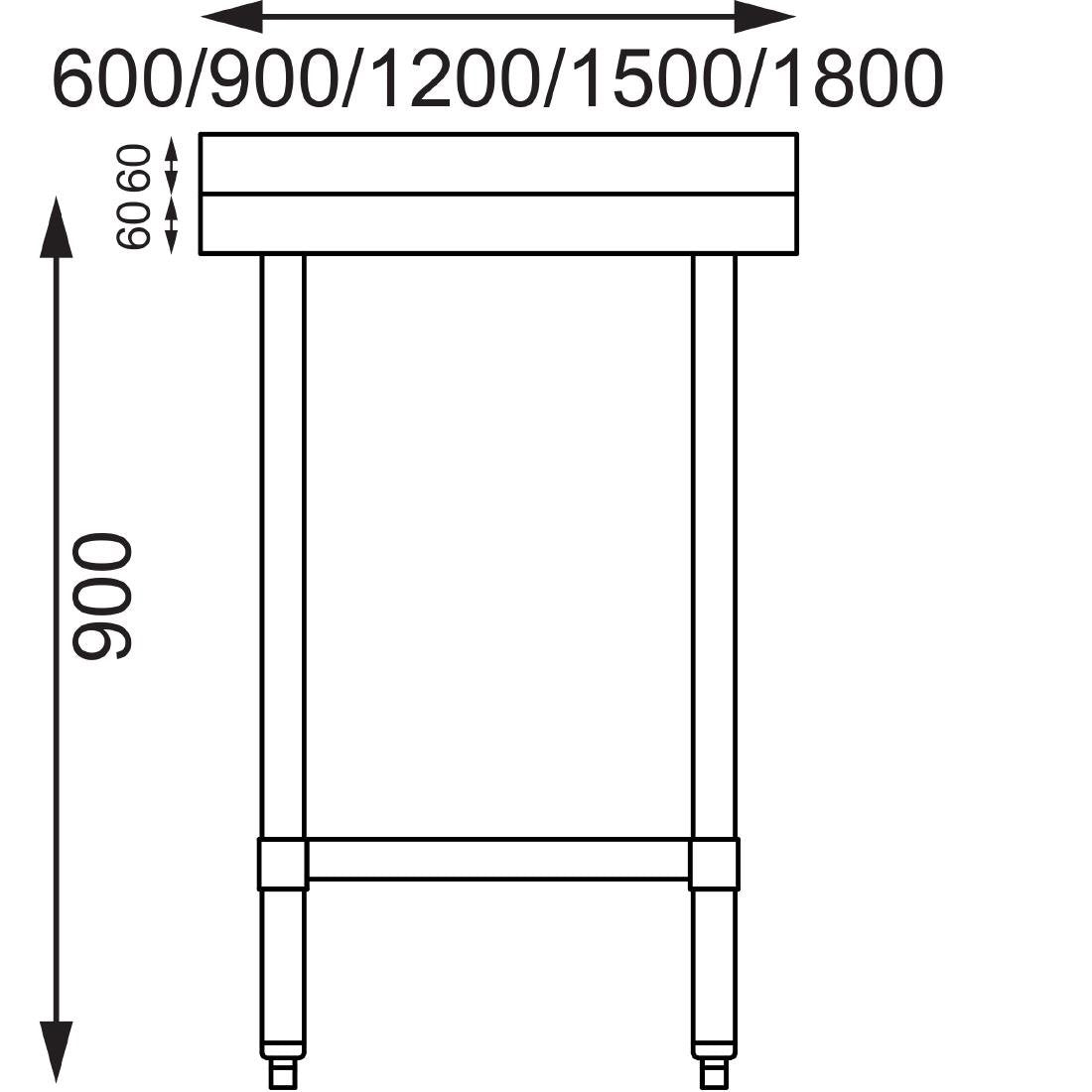 Vogue Stainless Steel Prep Table with Upstand 1800mm