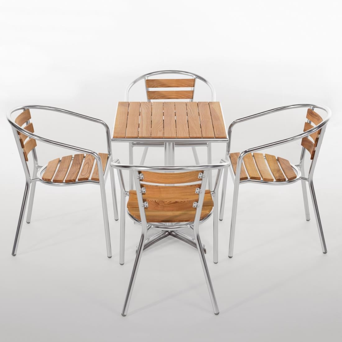 Bolero Aluminium and Ash Chairs (Pack of 4)