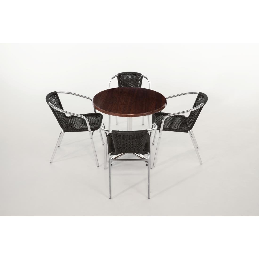 Bolero Aluminium and Black Wicker Chairs Black (Pack of 4)